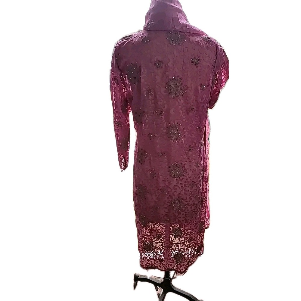 Vintage Pakistani 2 Pc Formal Dress Dupatta Silk Blend Hand Embroidered‎ Beaded - Picture 8 of 16